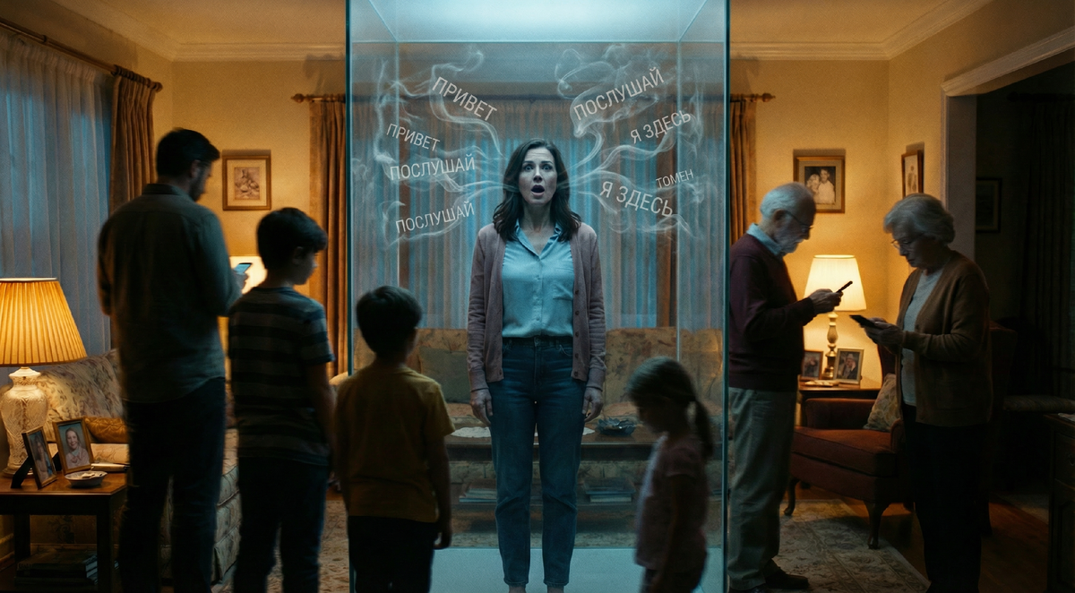 Она кричит молчанием. Но стеклянная стена между ней и миром не пропускает ни звука.