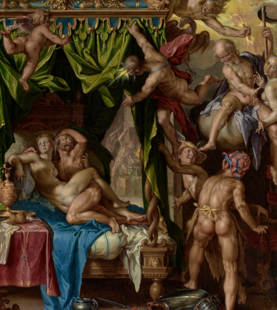“Марс и Венера, застигнутые Вулканом” (1604-1608), маслом на меди (20.3 x 15.5 см) Йоакима Антониса Втеваэля