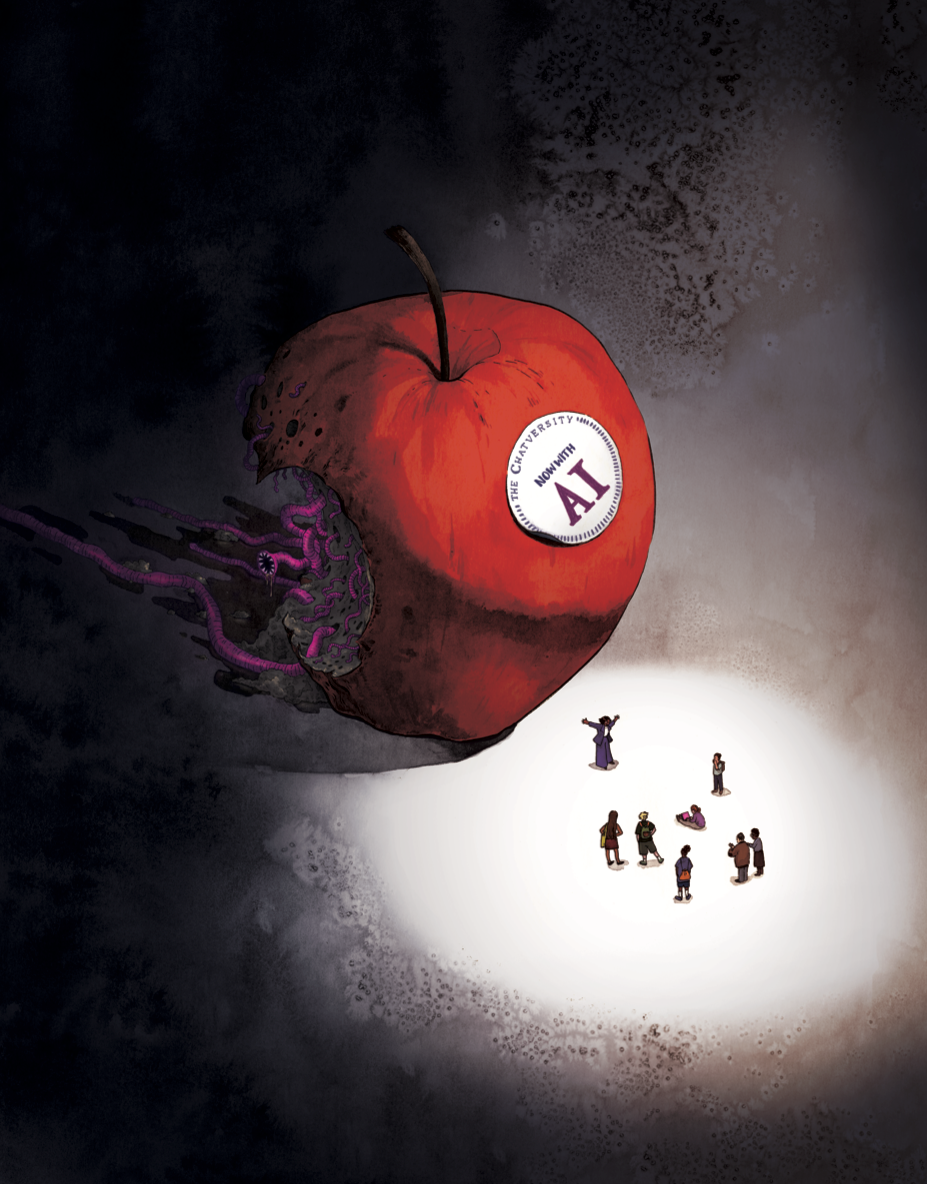 Иллюстрация Эмили Альтман из журнала Current Affairs, выпуск 56, октябрь-ноябрь 2025 г.