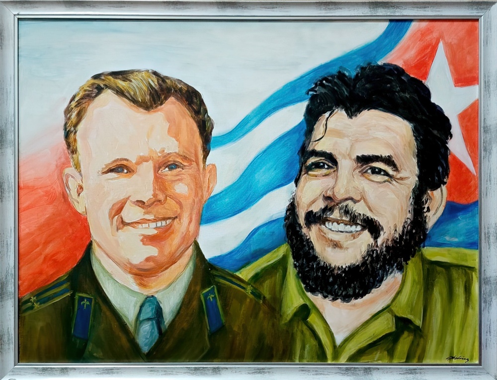 Омар Годинес «Ю.А. Гагарин и Э. Че Гевара». 2021 год. Холст, масло.
