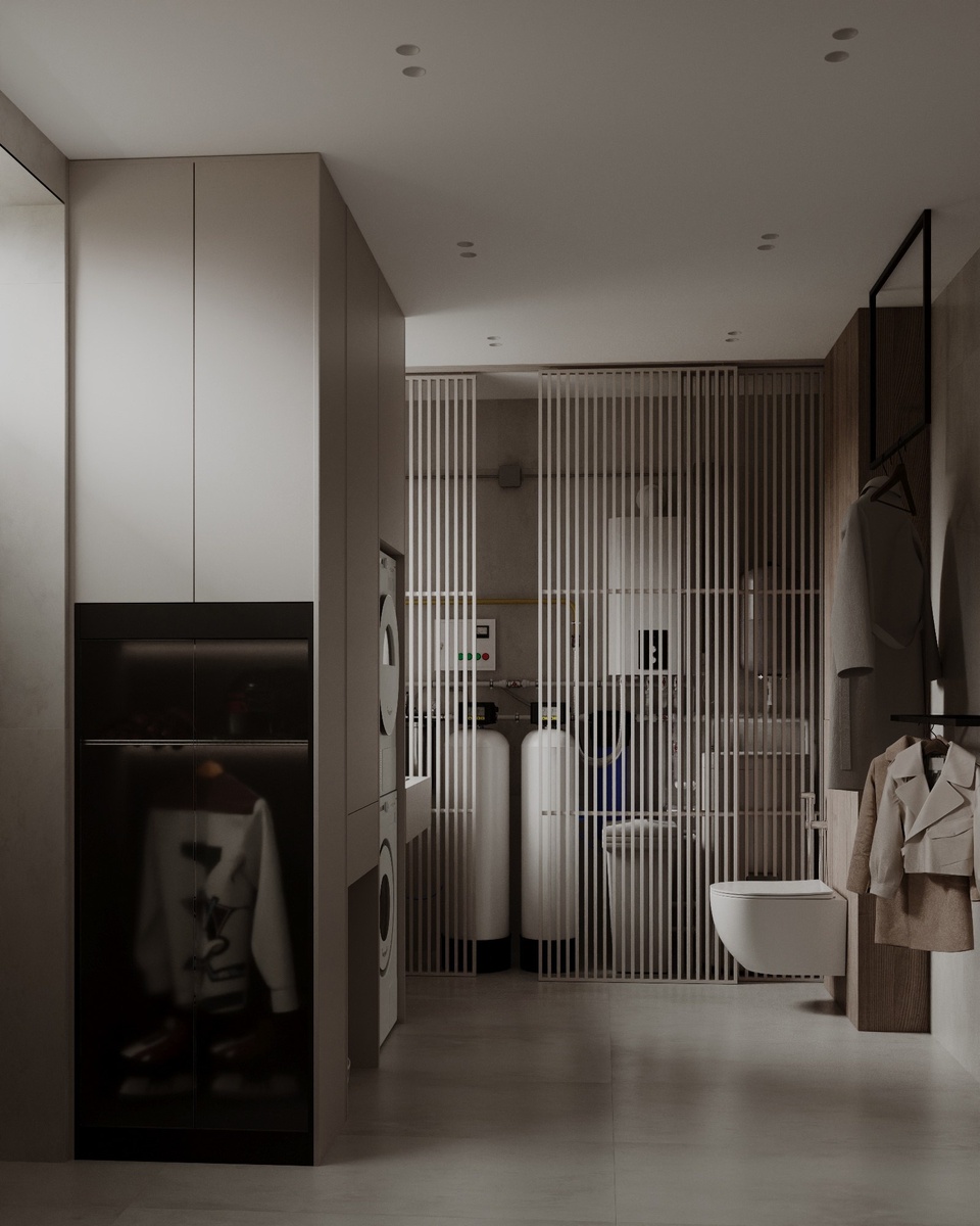 Техническое помещение в загородном дома - визуализация дизайна интерьера