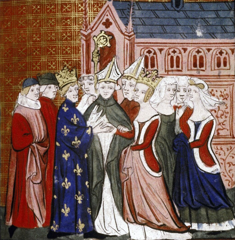 Свадьба Людовика VII и Алиеноры Аквитанской, 14 в. Большие хроники Франции