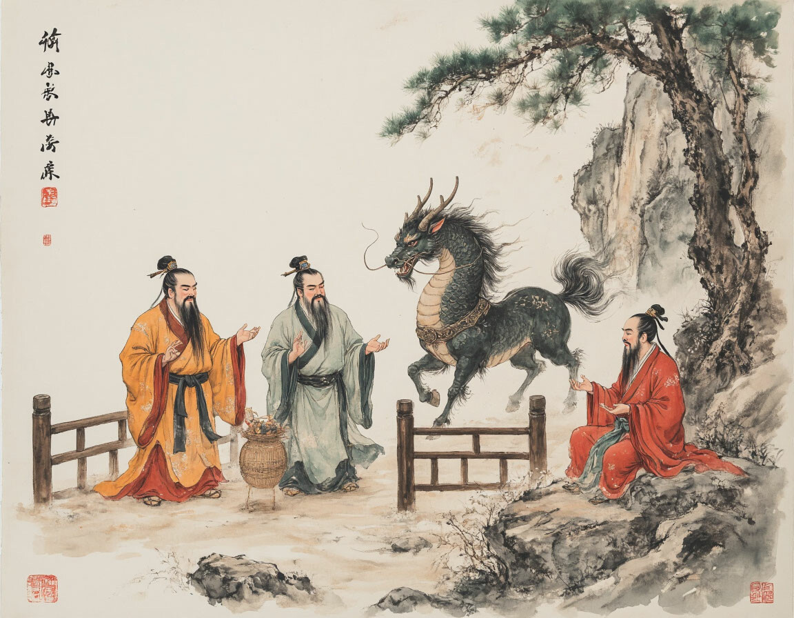 Это я в прошлой жизни как цилинь учу китайских отцоы-основателей мудрости