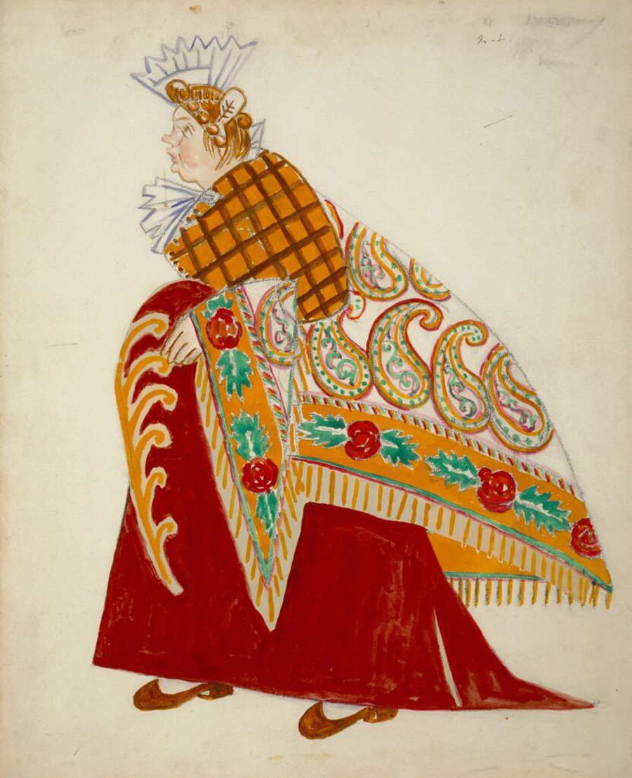 Михаил Ларионов. Сваха. Эскиз костюма к балету «ШУТ». 1915. Третьяковская галерея
