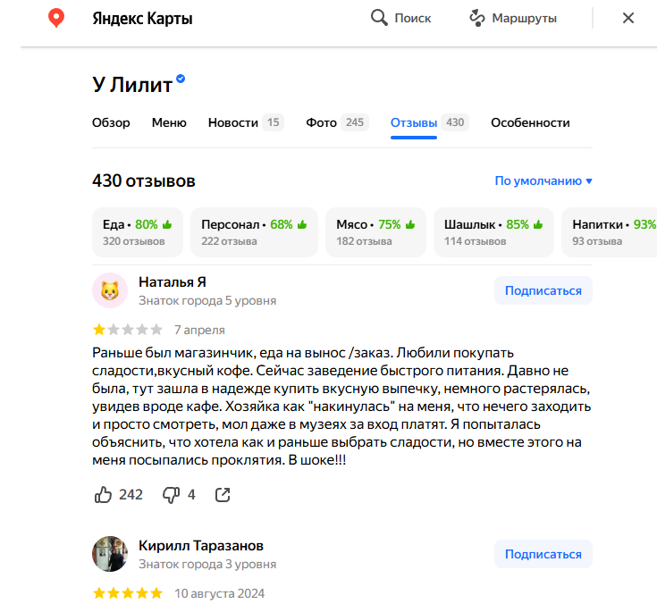    ФОТО: Скриншот yandex.ru/maps/org