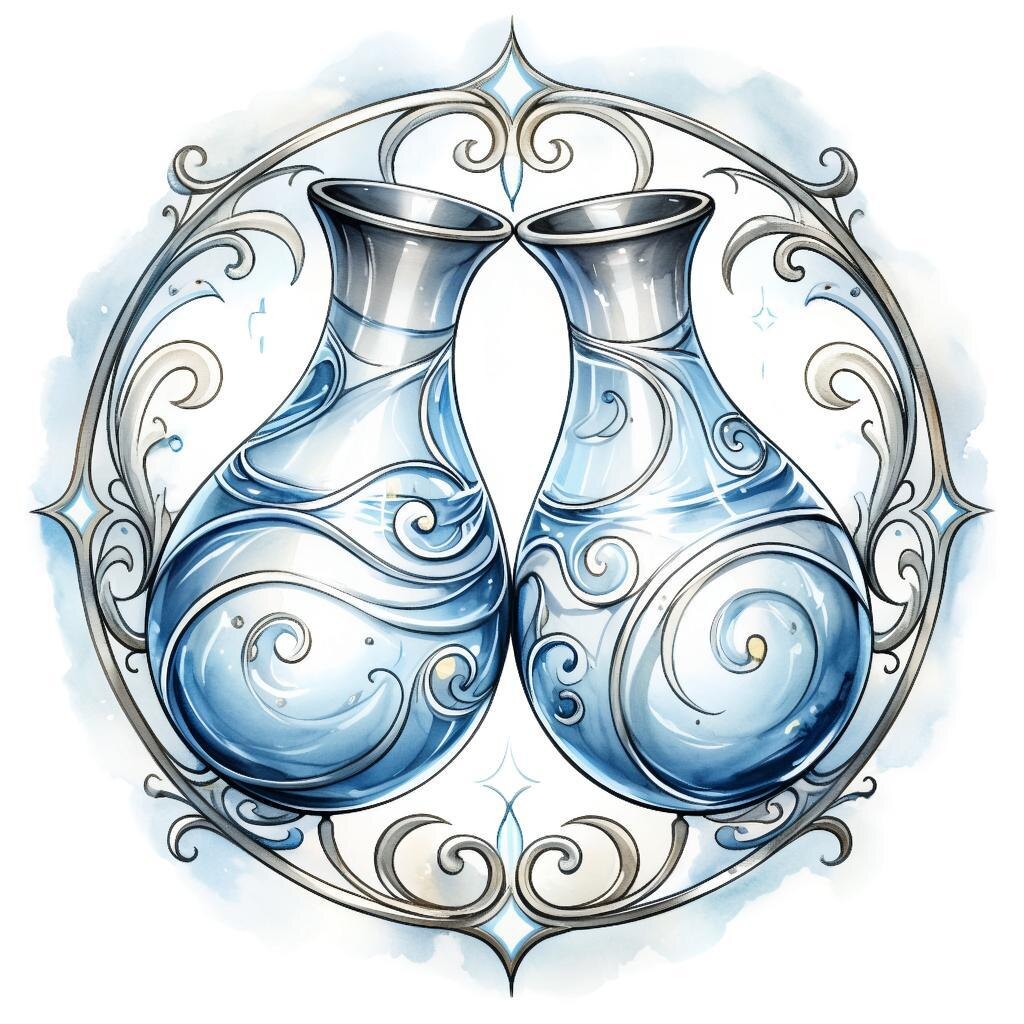 Знак Зодиака Водолей. Иллюстрация сгенерирована нейросетью