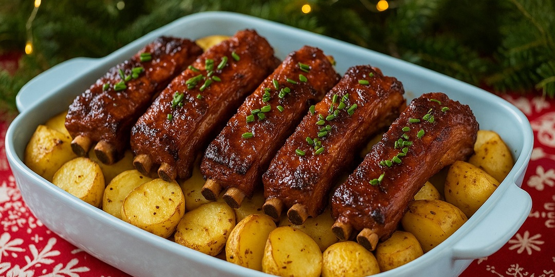 Свиные ребрышки в духовке с картошкой — рецепт на Новый год