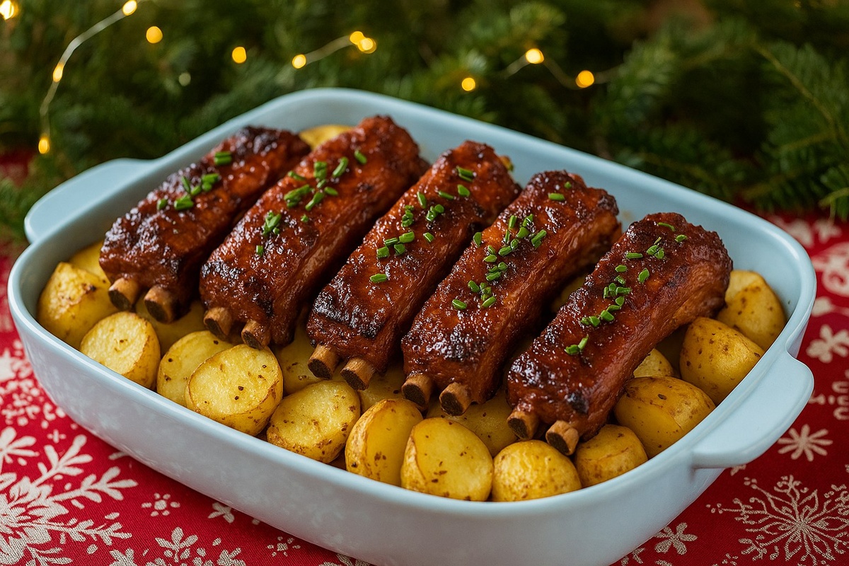 свиные ребрышки с картошкой