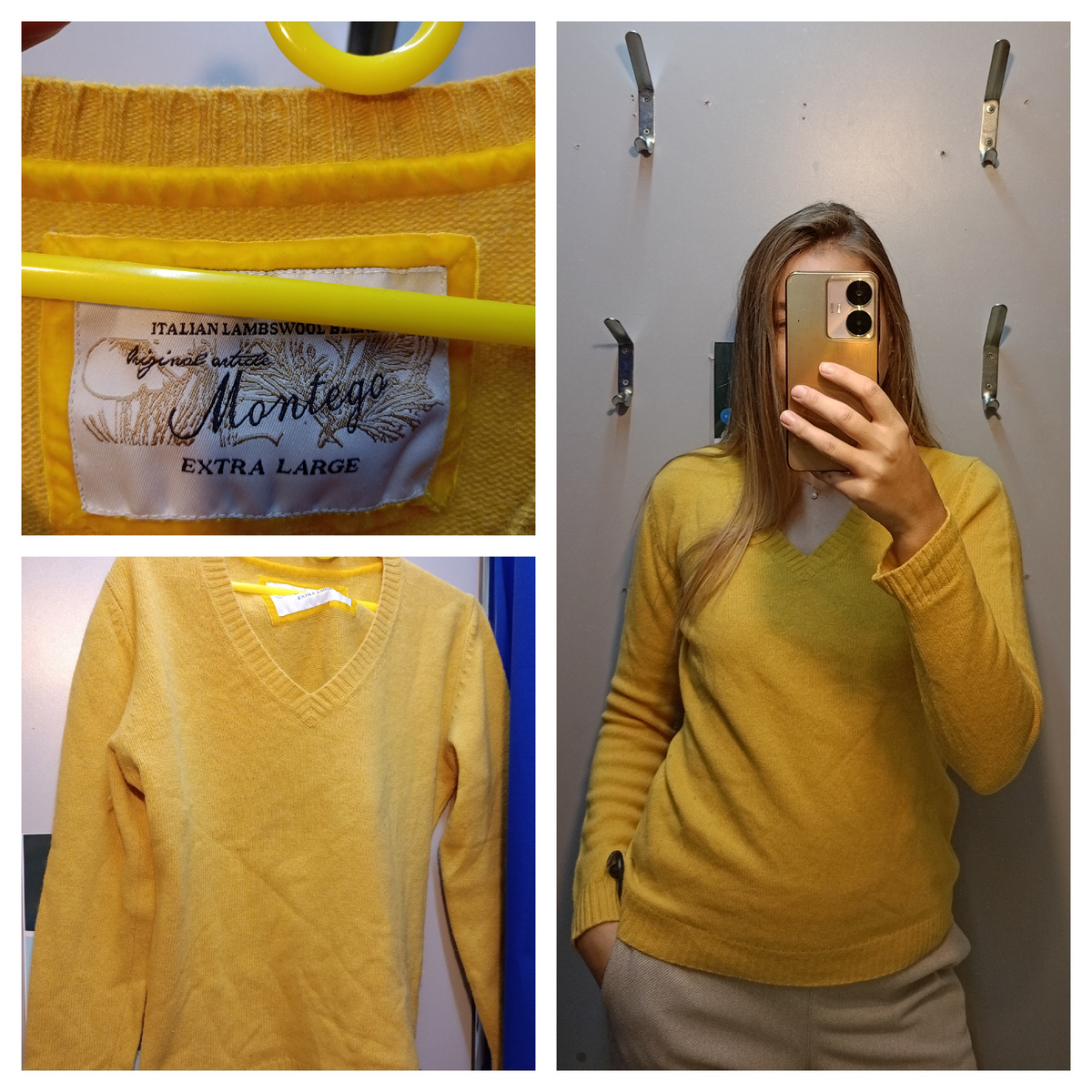 Канареечный ягнёнок от немецкого бренда Montego. Мужской XL постиран до женского S