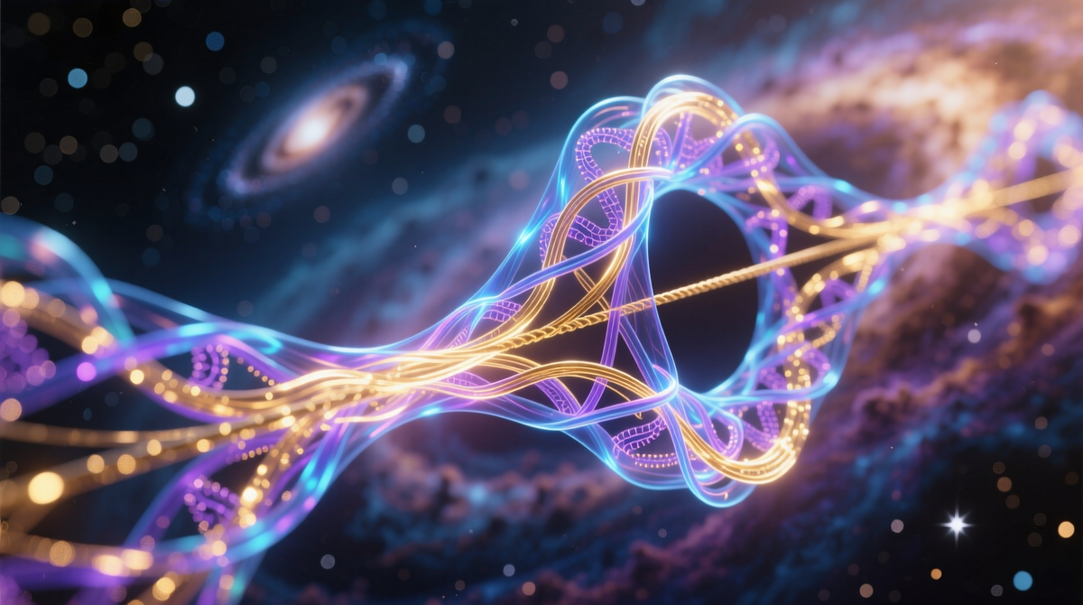 Теория струн описывает фундаментальные частицы как колебания микроскопических объектов. Это основной подход к созданию теории квантовой гравитации, объединяющей все физические взаимодействия.