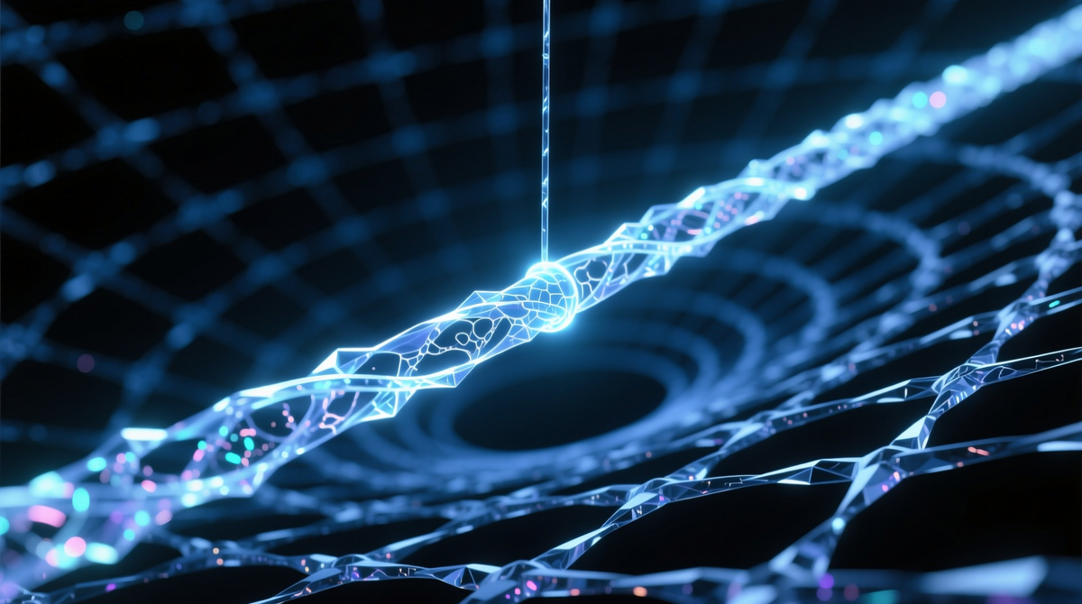 Так может выглядеть фундаментальная струна — базовый «кирпичик» мироздания. Её колебания в многомерном пространстве определяют свойства всех элементарных частиц.