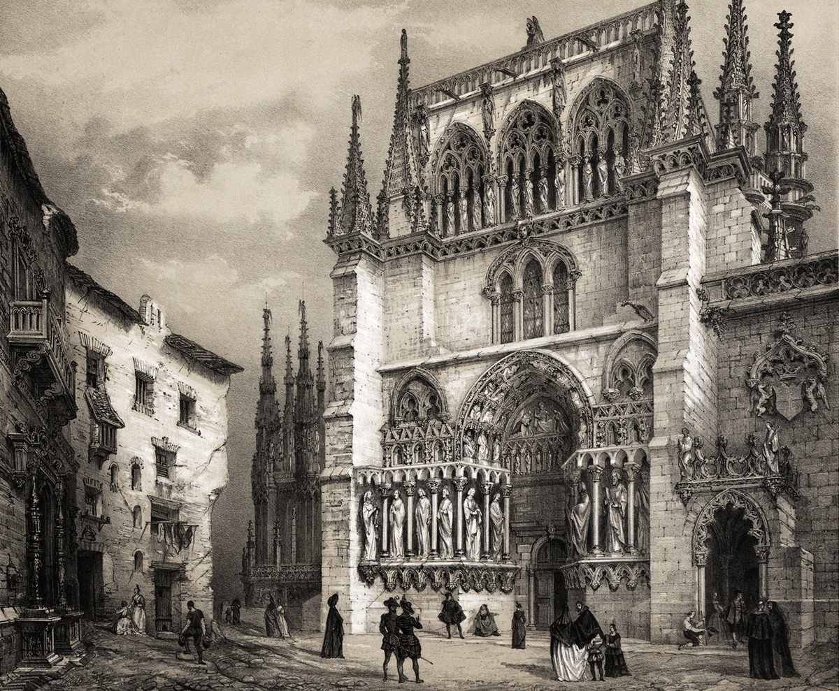 Северный фасад Бургосского собора (Испания) в 1850 году, Хенаро Перес Вильямиль.