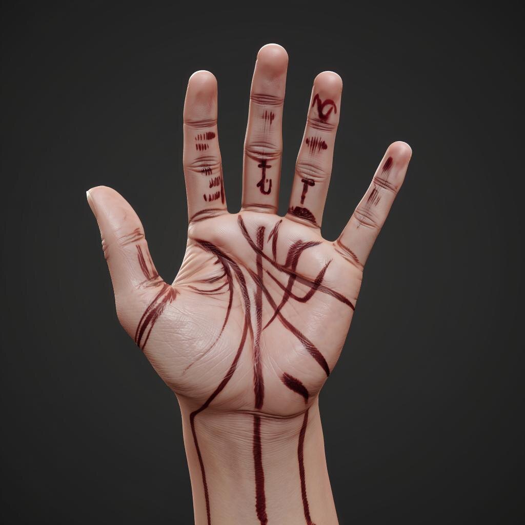 Хиромантия. Иллюстрация сгенерирована нейросетью