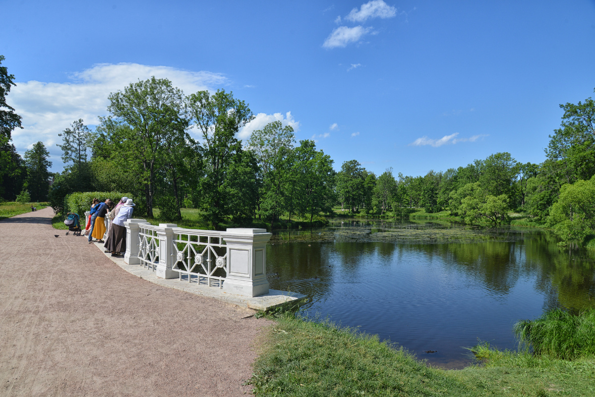 Большой Ламский мост в Александровском парке Царского Села. Город Пушкин. Фотография А . Ю. Новикова. 2019