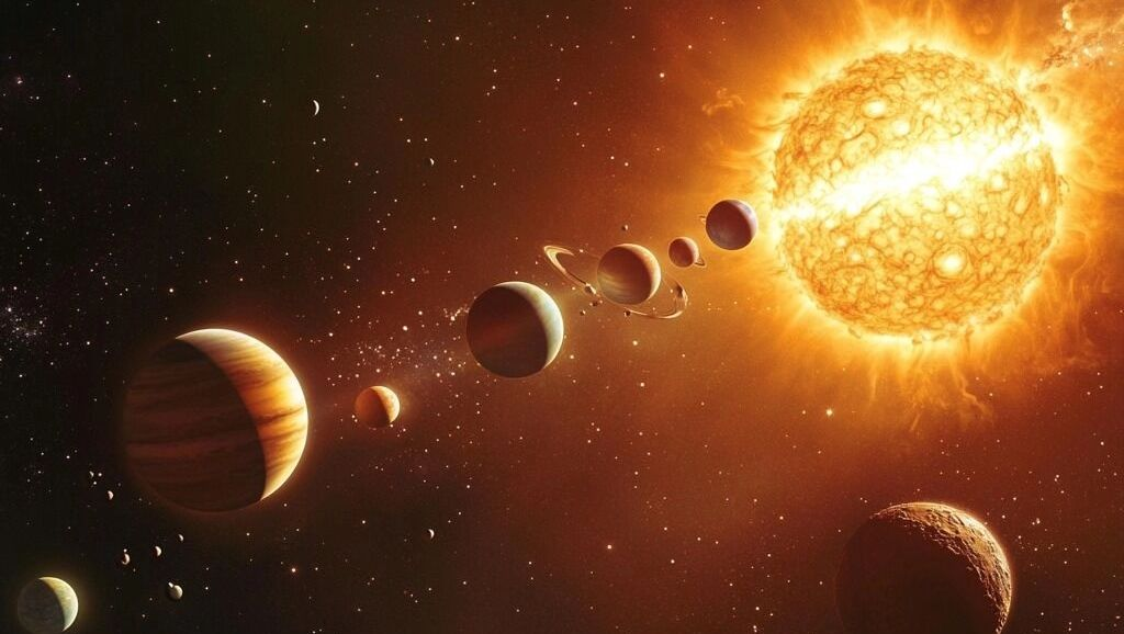 Фото: Изображение Midjourney. Главные герои предстоящего парада планет — Меркурий, Венера и Марс
