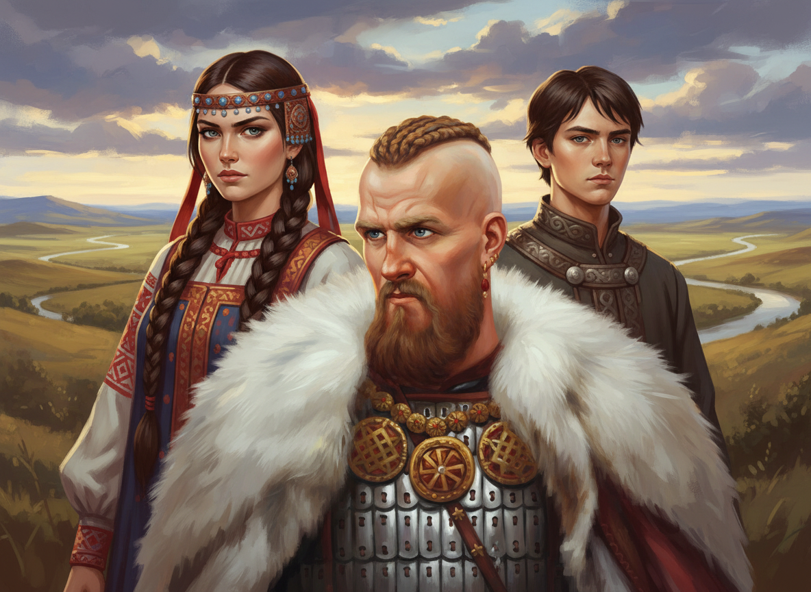 Фотоколлаж автора. Святослав, Малка и княжич Владимир