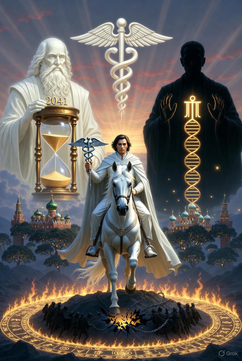  "Рассвет Белого Всадника: 2041", иллюстрация создана сетью Грок