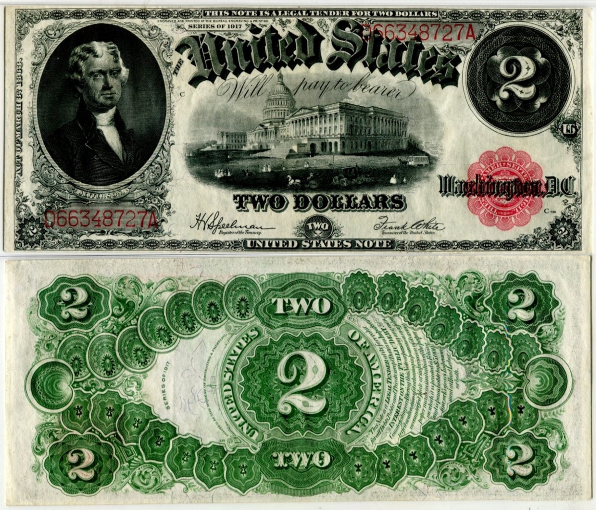 Банкнота 2 доллара 1917 года