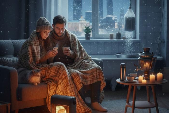 Как пережить отключение отопления или горячей воды? Быстрый план на случай этой опасной ситуации. Обложка © Nano Banana AI