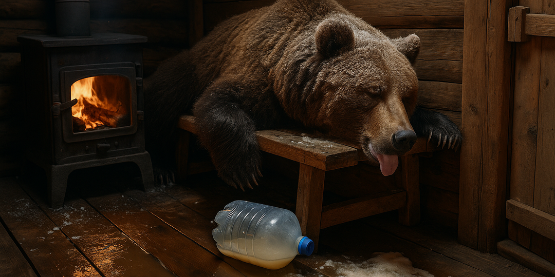 Медведь-алкоголик: как в Карелии косолапый напился браги вусмерть, уснул в бане и чуть не сжёг всю деревню