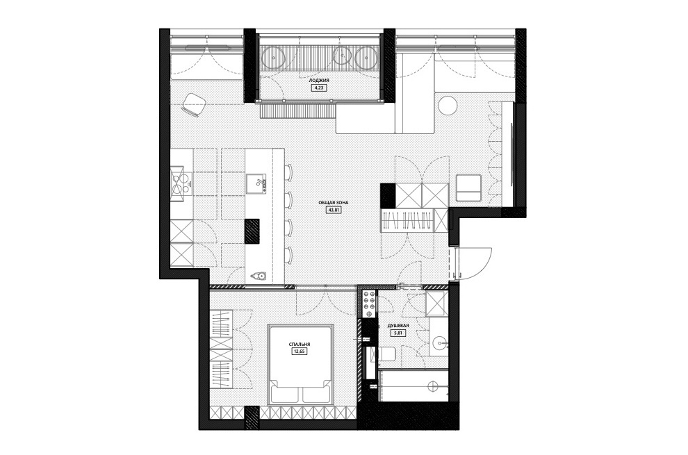 Планировка квартиры по проекту Анастасии Придачиной