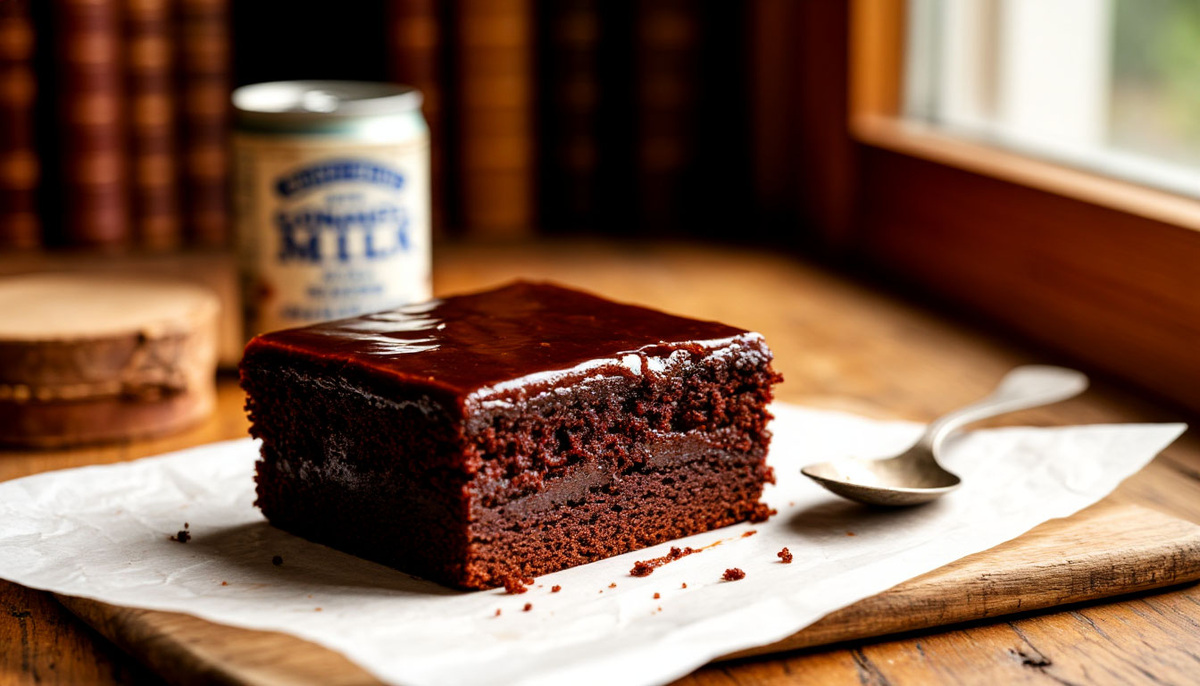 «Вот он — ‘чёрный’ торт: без шоколада, без муки, без яиц. Но влажный, слоёный, с глазурью, которая ‘поблёскивает’, как лёд на Неве в январе»