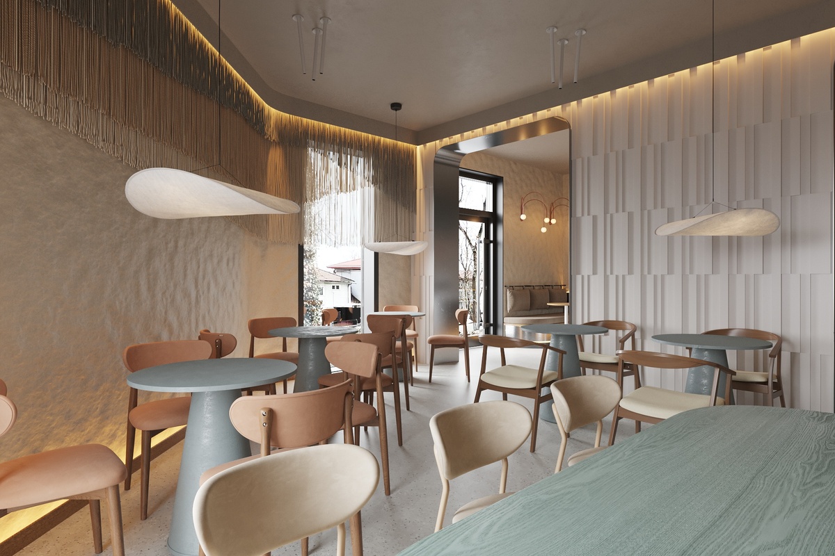 Фото зала кофейни в Джубге от студии MORS interiors