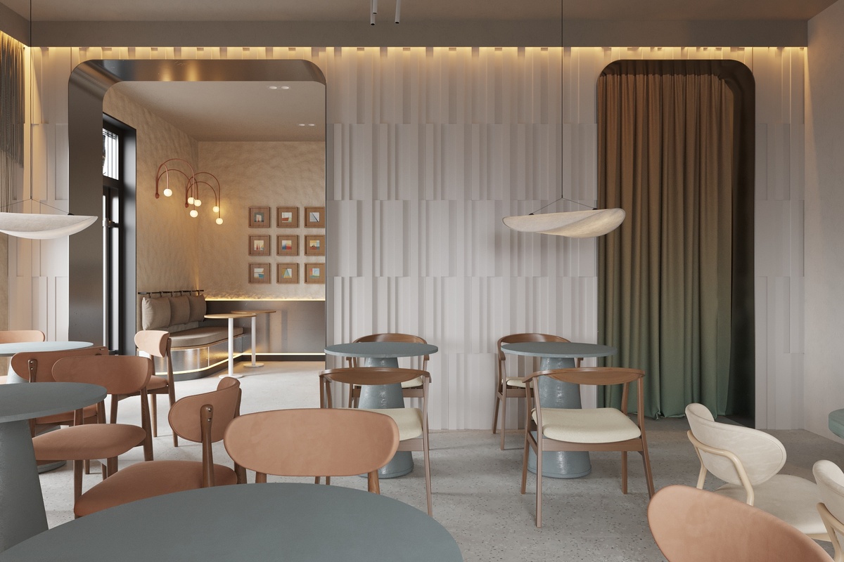 Фото зала кофейни в Джубге от студии MORS interiors