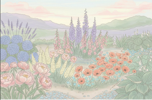 Метафорически разные клумбы с растениями отображают разные грани знаний о себе