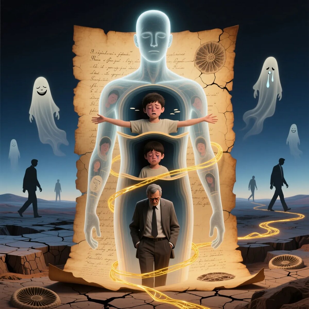 Ты — палимпсест. На твоей душе написаны все твои “Я”: детское, подростковое, потерянное, выбранное, отвергнутое. Они не исчезли. Они — твоя сила. Начни слушать их хор.