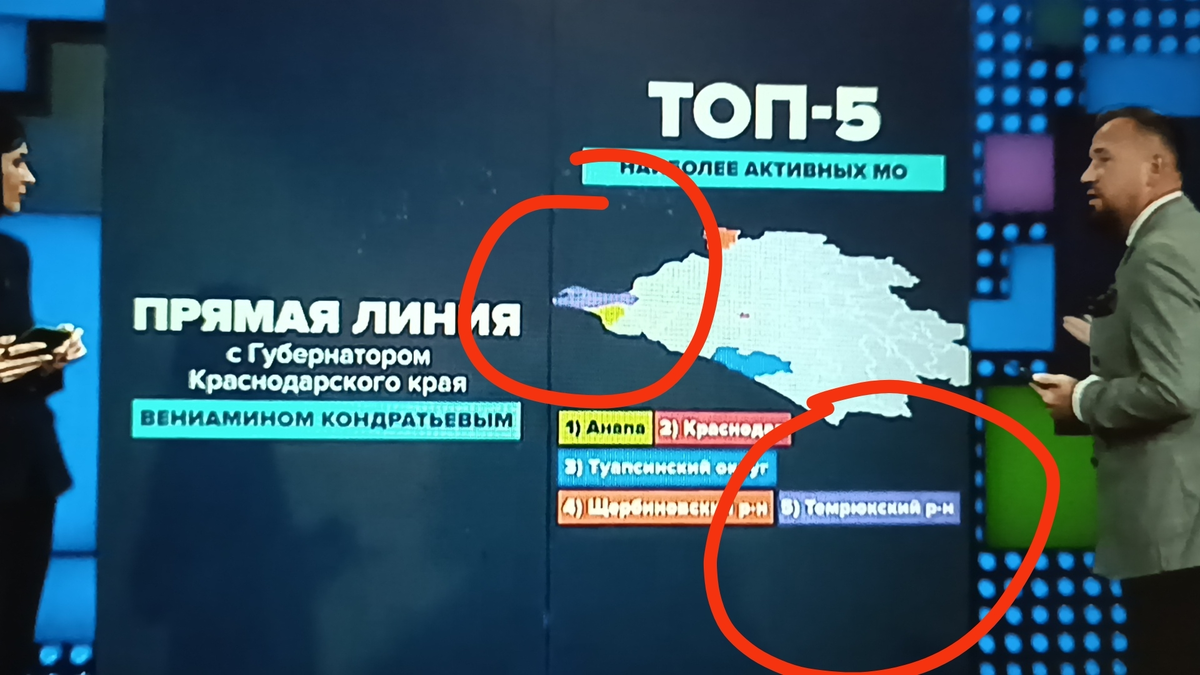 Скриншот с экрана во время Прямой линии Губернатора Краснодарского края Вениамина КОНДРАТЬЕВА 5 декабра 2025 года.