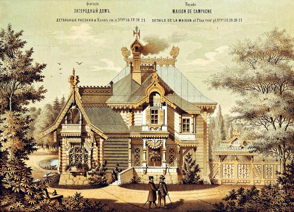 Мотивы русской архитектуры (из Альбома архитектурных рисунков 1874-1879 гг., под редакцией А. Рейнбота.)
