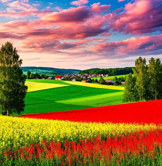 Создано нейросетью. Именно так видит мир в ярких красках счастливый человек. 