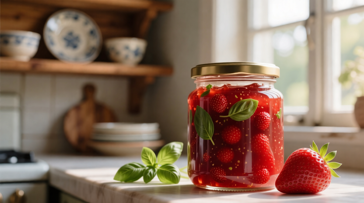 Клубнично-базиликовый джем