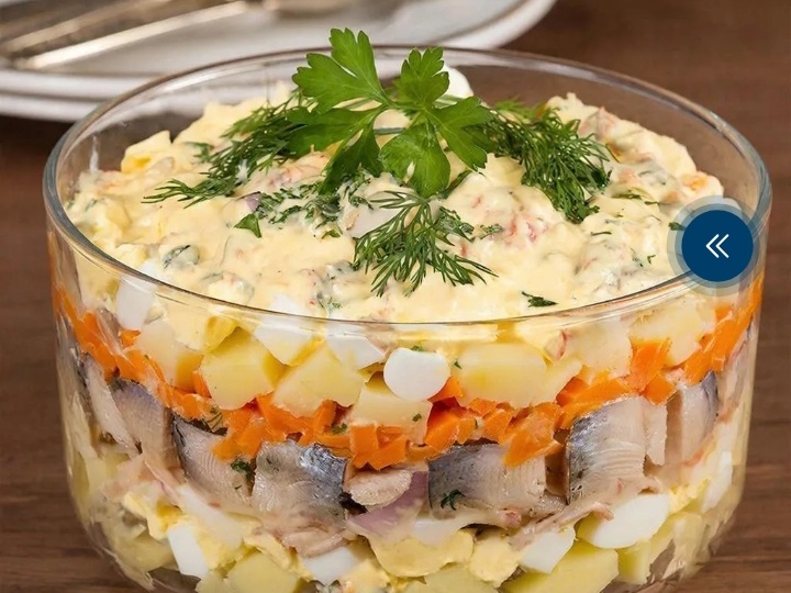 Рецепт салата "Русский" с сельдью.