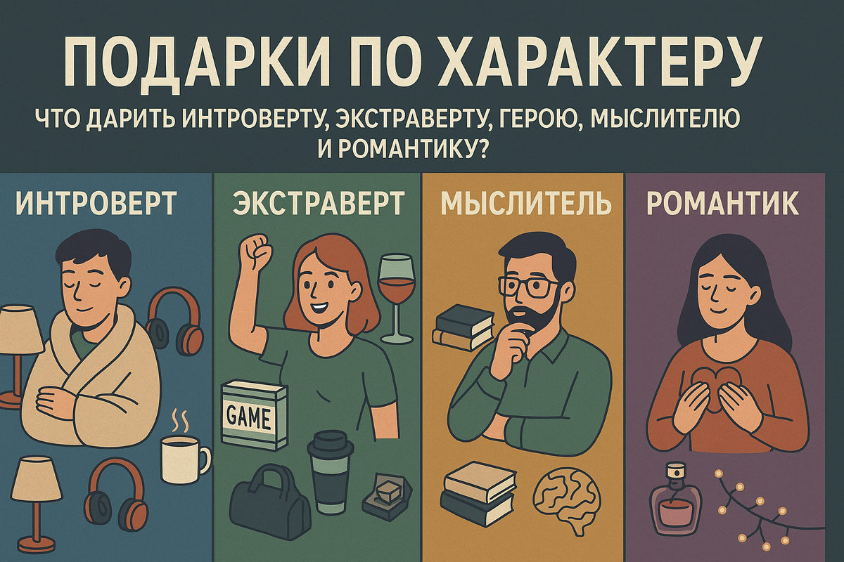 Подарки по характеру: что дарить Интроверту, Экстраверту, Герою, Мыслителю, Романтику?