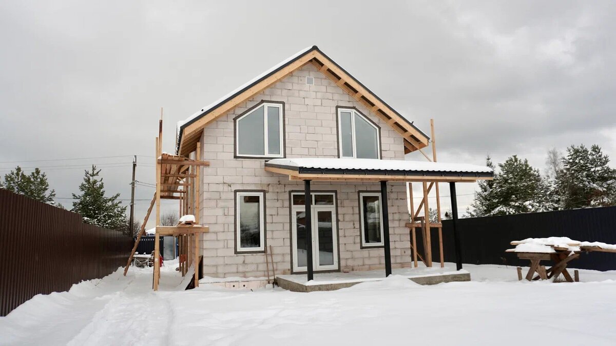 Дом из газобетона в Подмосковье. Фото с объекта Интел Групп.