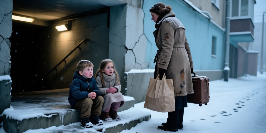 Дети замерзали у подвала, но женщина с чемоданом, которую предал муж, спасла их
