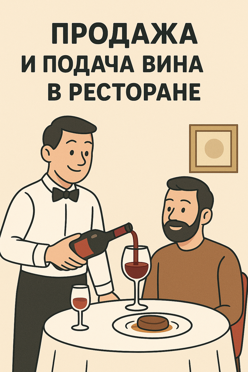 Подача вина в ресторане.