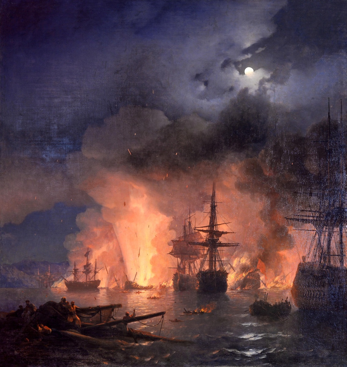 "Чесменский бой в ночь с 25 на 26 июня 1770 года". Художник И.К. Айвазовский, 1848 г.