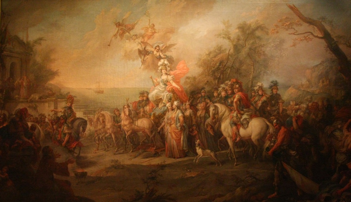 «Аллегория на победу Екатерины II над турками и татарами».  Художник Стефано Торелли, 1772 г.