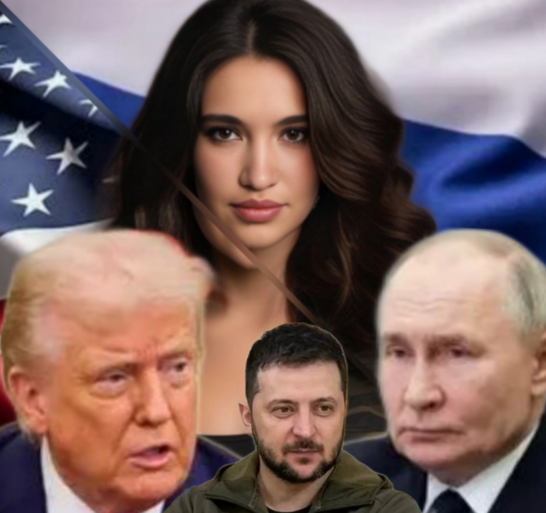 На фото писать США Анна Байрашная, президент Украины Владимир Зеленский, президент России Владимир Путин и президент США Донольд Трамп. 