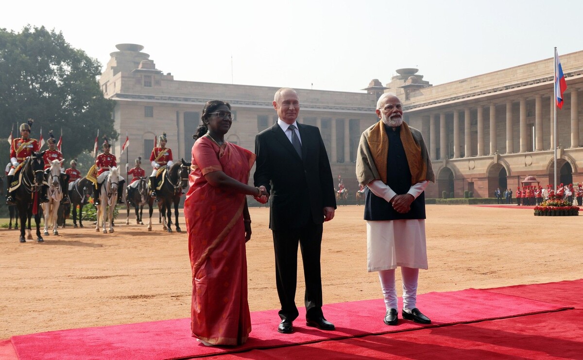    Дроупади Мурму, Владимир Путин и Нарендра Моди