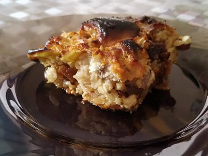 Творожная запеканка с яблоками и грушами