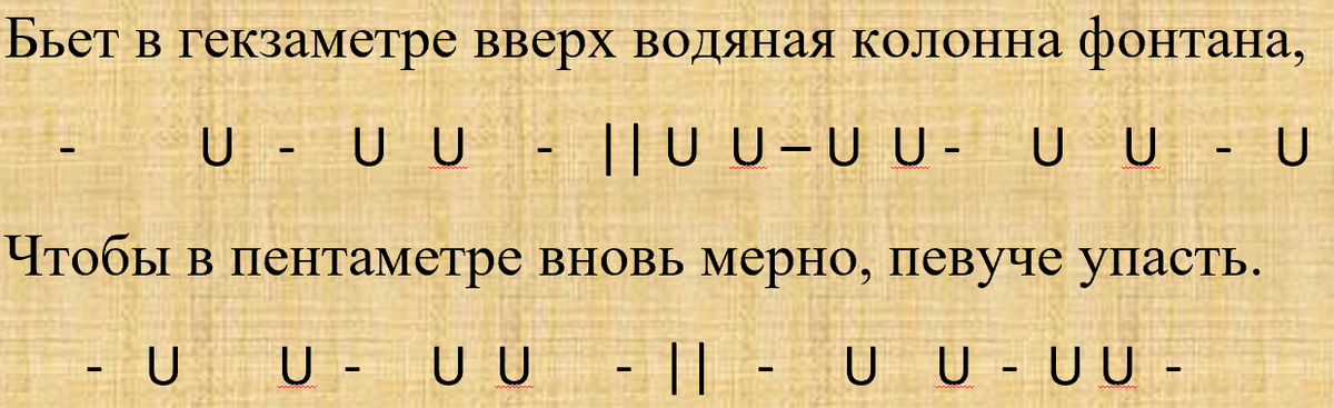 Элегический дистих. Состоит из гекзаметра и пентаметра