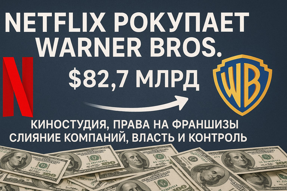 Netflix официально покупает Warner Bros за 82,7 миллиарда долларов в крупнейшей сделке индустрии