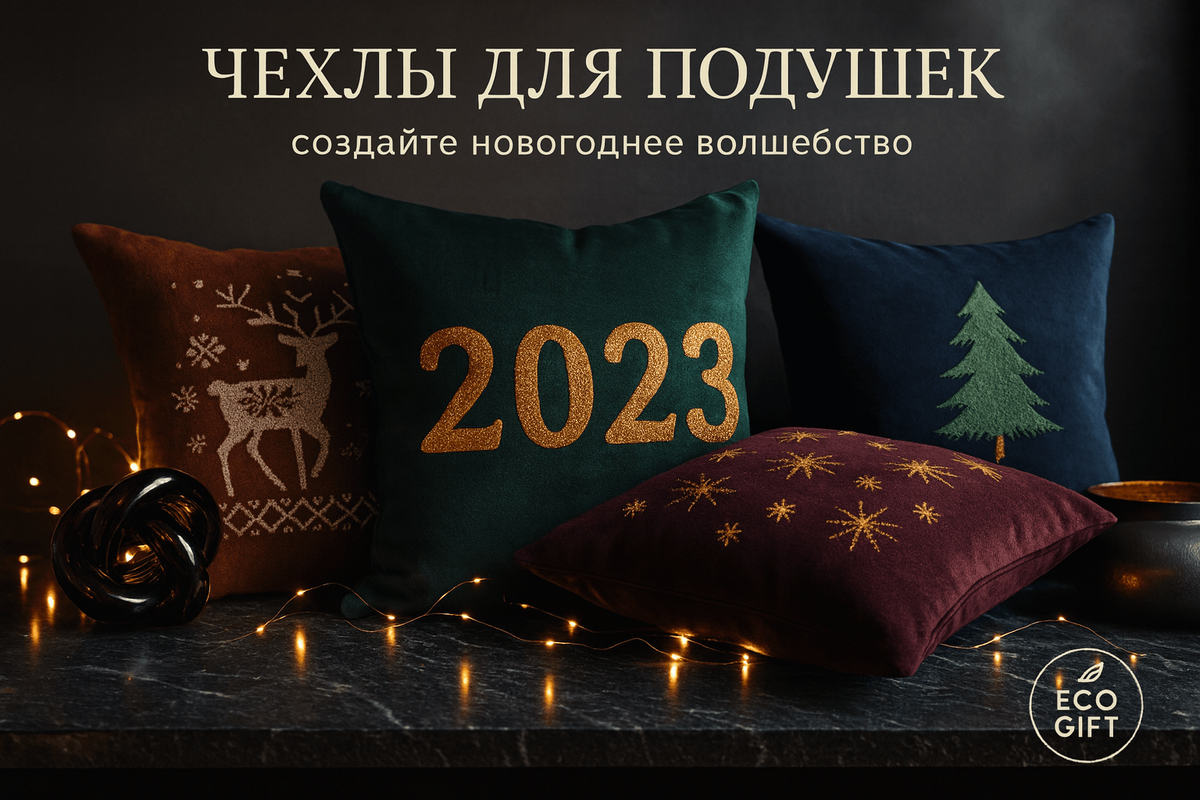    Преобразите свой интерьер с новогодними чехлами для подушек Марина Погодина