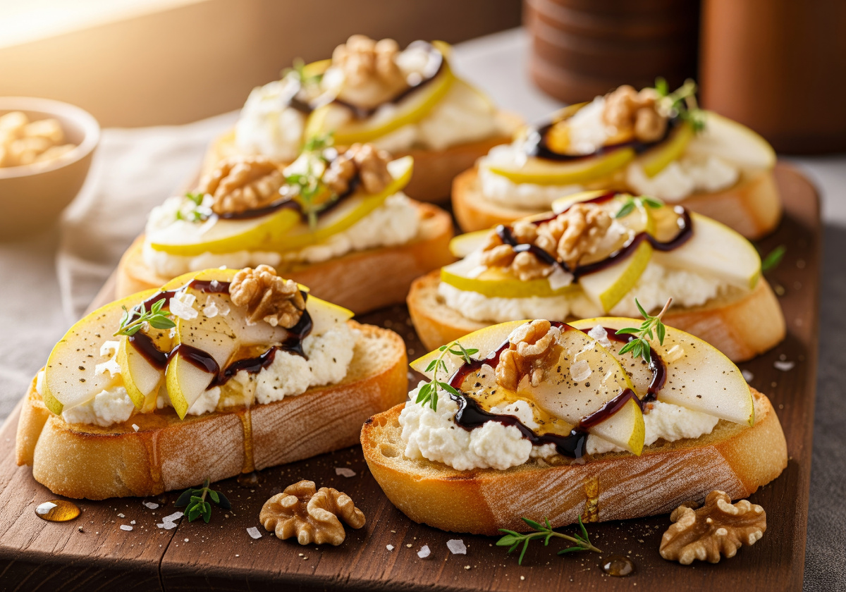 Рикотта брускетта с грушей