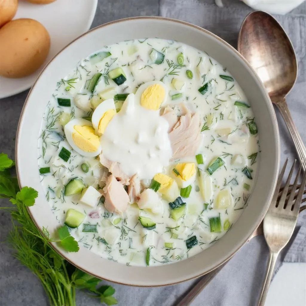 Окрошка с курицей