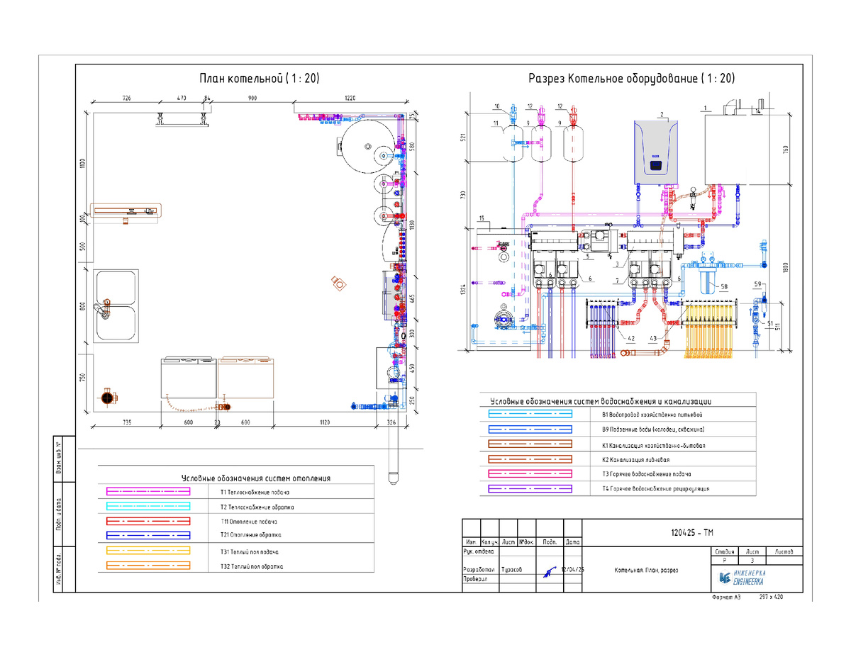 План и разрез котельной
